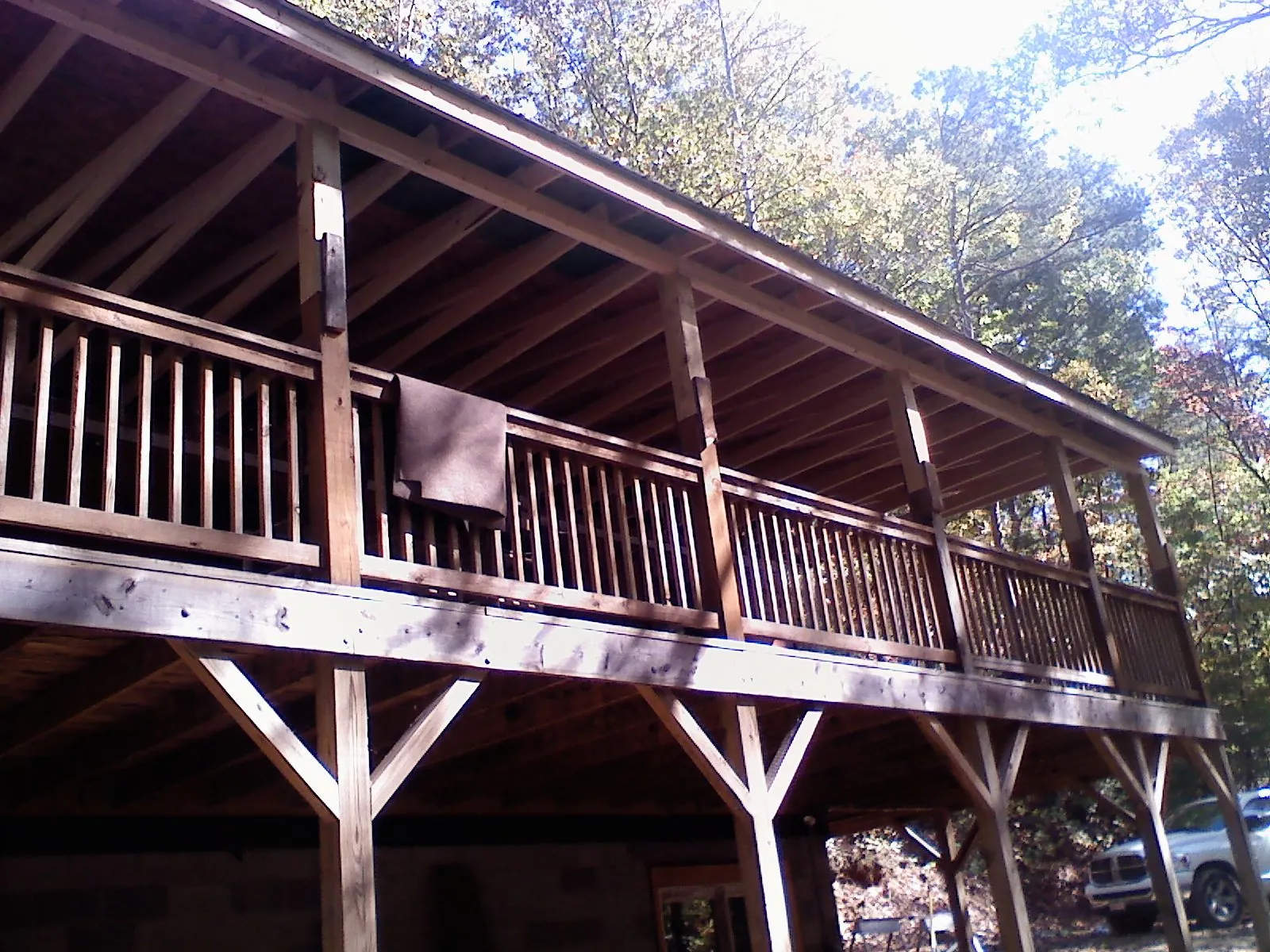 Timber framing under a new elevated porch and deck — Roof Leak Repair in Valdese by Roofing Brothers